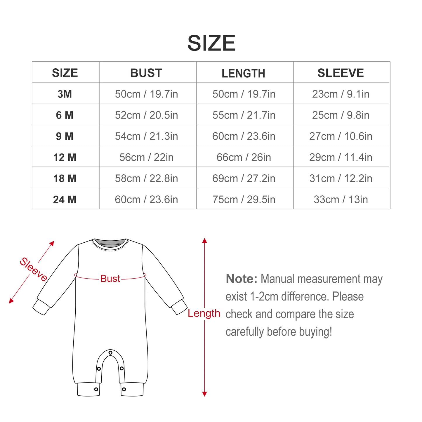 180gsm Long Sleeve Baby Romper QLR (10 Sites) (All-Over Printing)