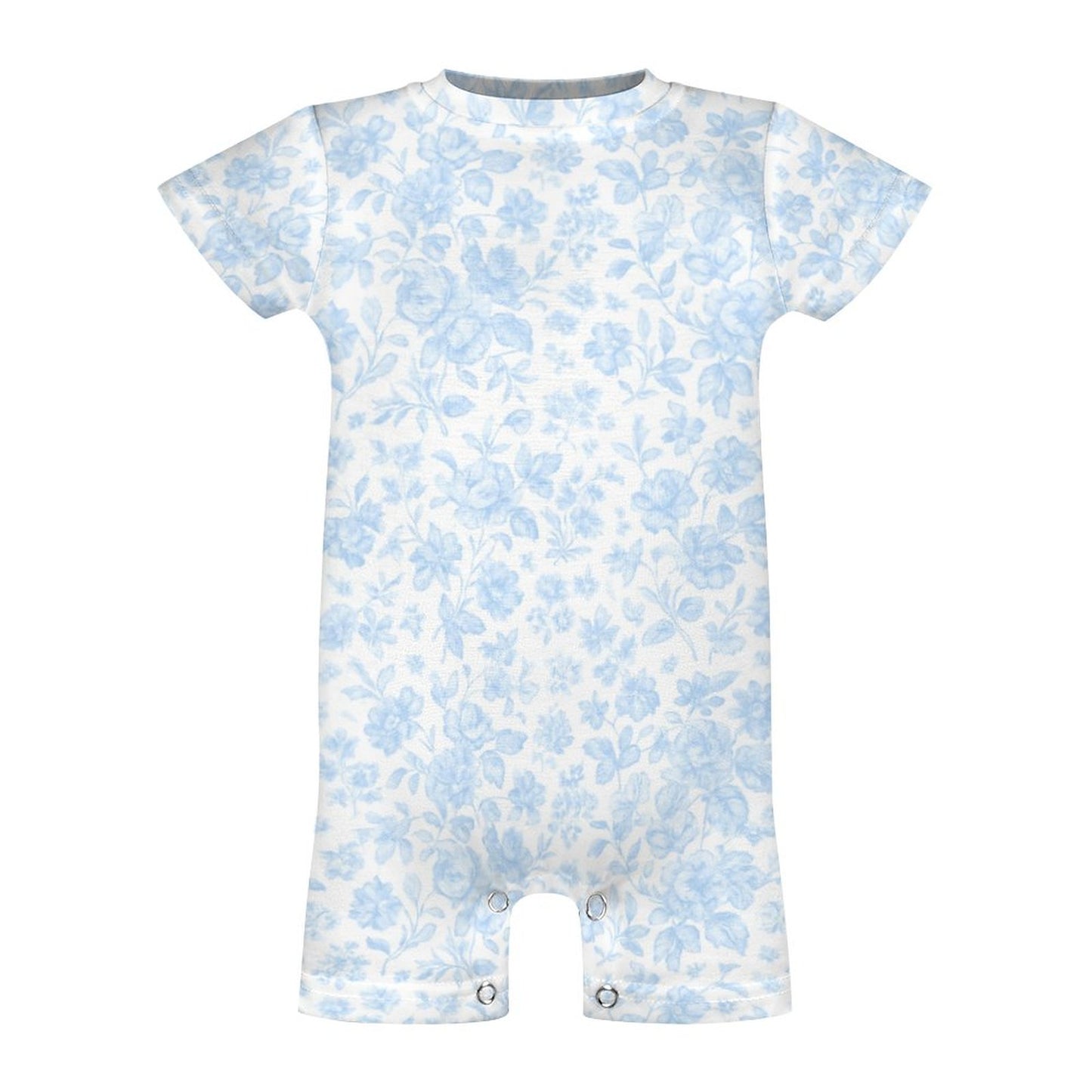 180gsm faux cotton Short Sleeve Baby Bodysuit Romper Hydrangea