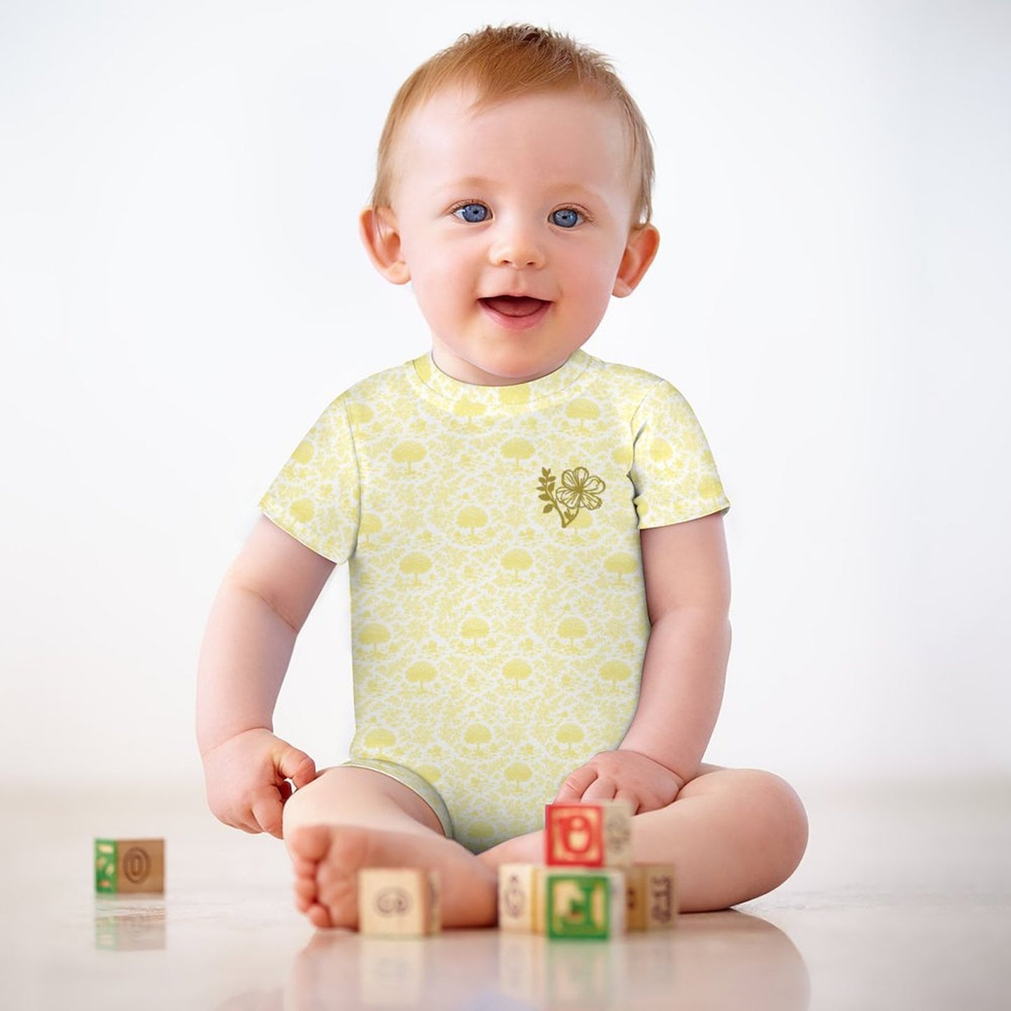 180gsm Faux Cotton Short Sleeve Baby Bodysuit Romper Araguaney