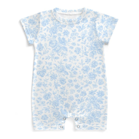 180gsm faux cotton Short Sleeve Baby Bodysuit Romper Hydrangea Hydrangea