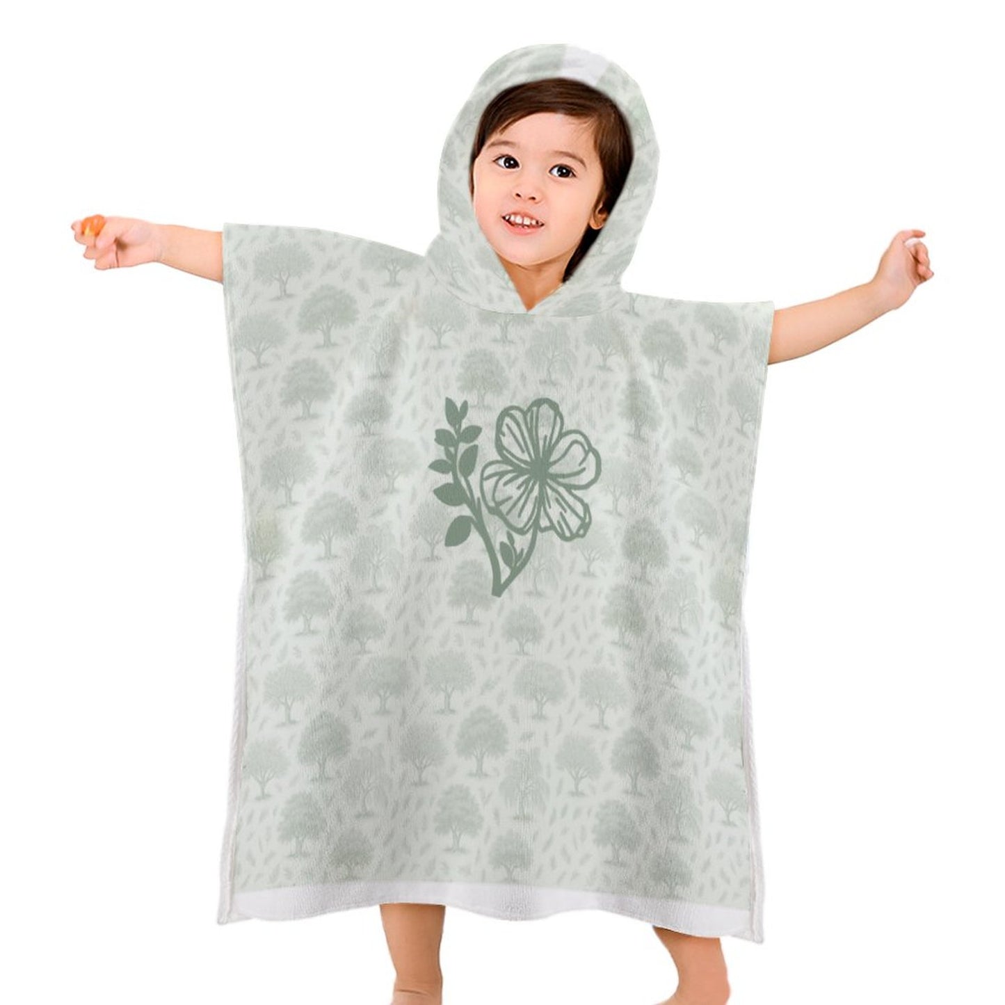 Hooded Towel for Kids (All-Over Printing) Olive White ffffff One size