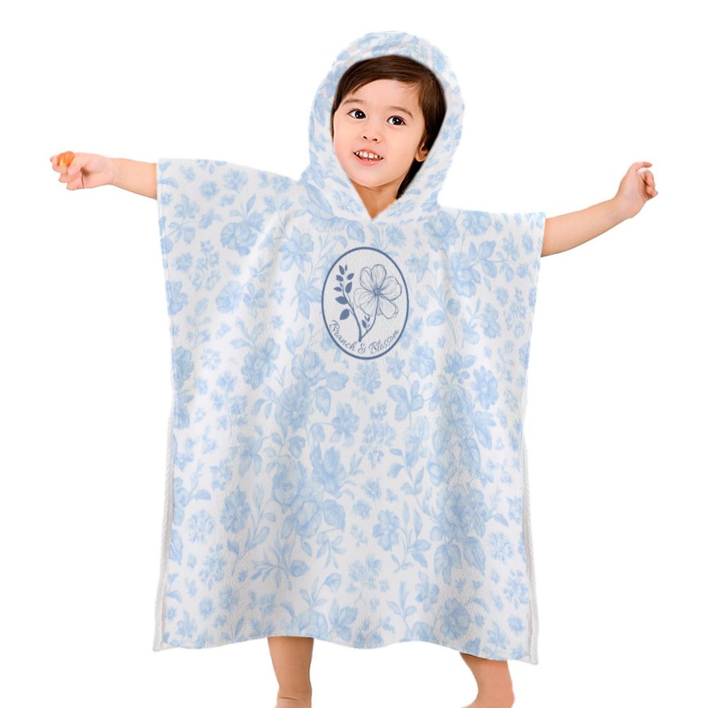 Hooded Towel for Kids Hydrangea White ffffff One size