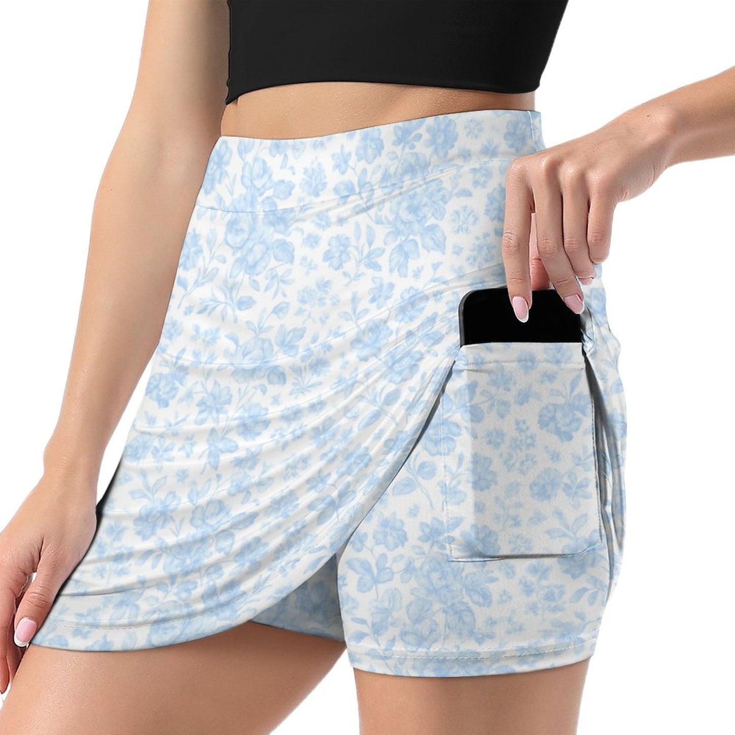 anti-peep Skort with Pocket Hydrangea White ffffff