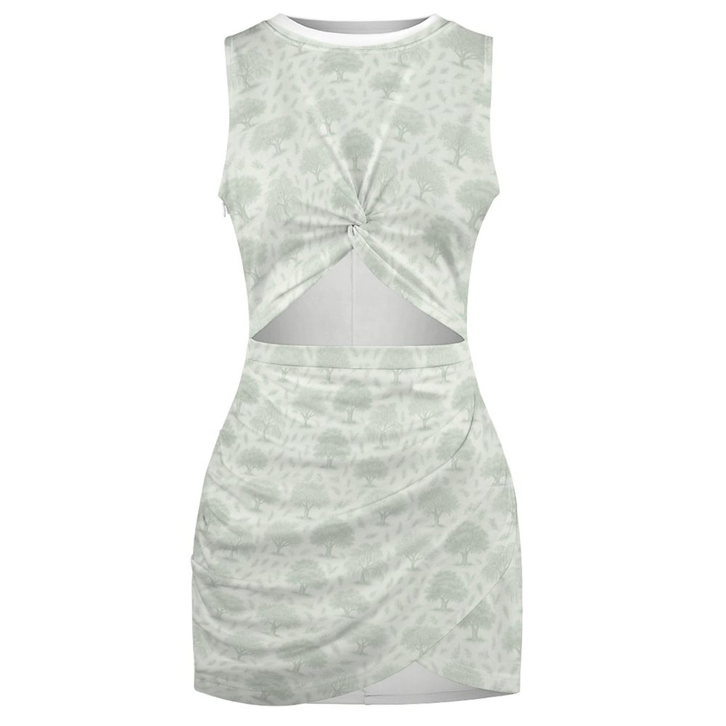 Cutout Bodycon Slim Fit Dress BEQ (All-Over Printing) Olive